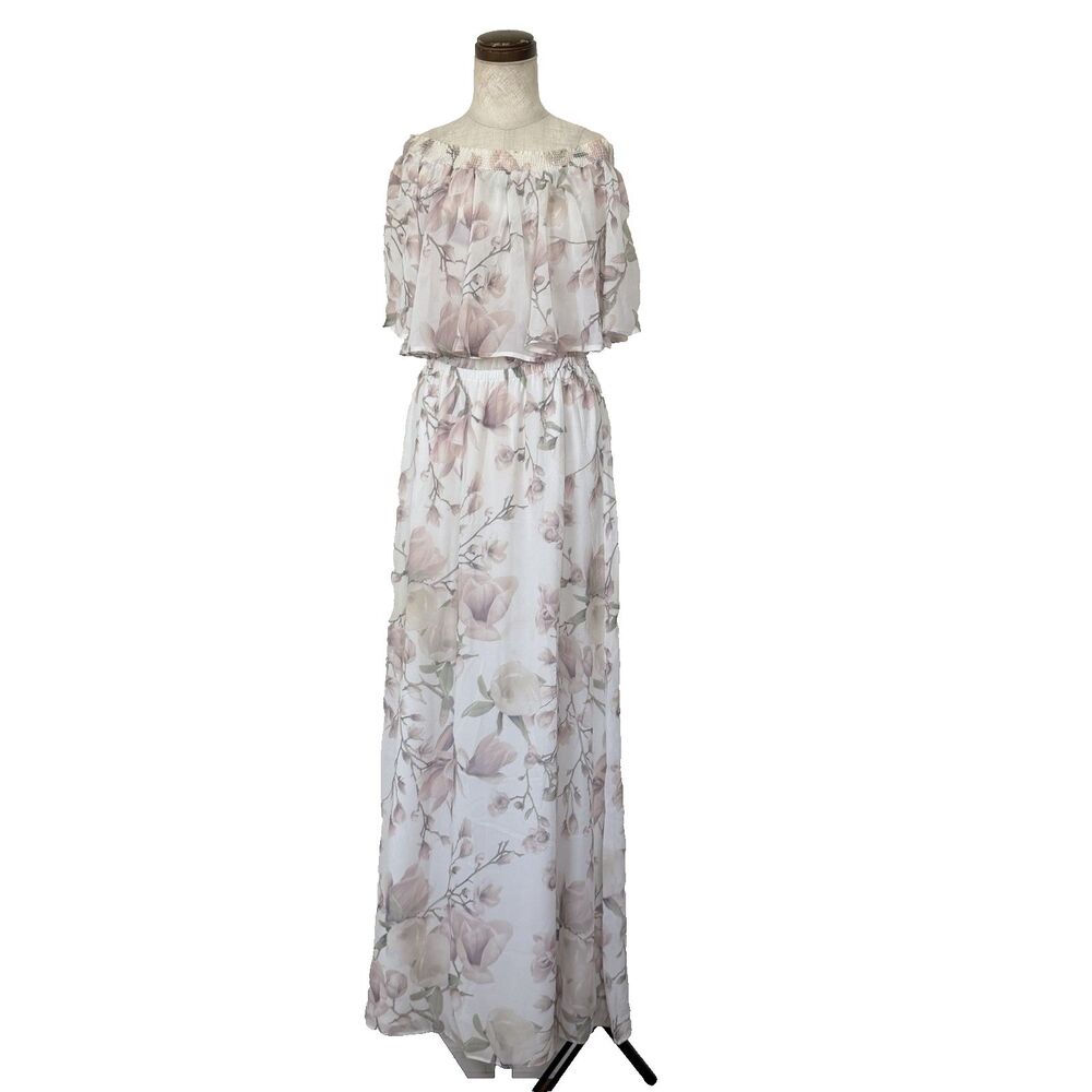 Show Me Your MuMu Blush Floral Sz XL Off-the-Shoulder Maxi Dress